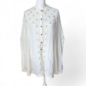 Vintage 60s Floral Knit Sweater Cape